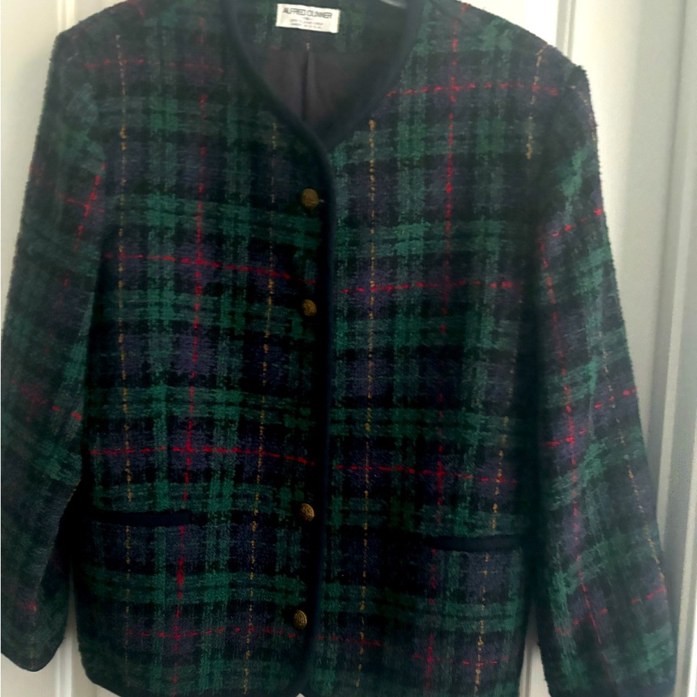 Alfred Dunner black watch plaid blazer Old Money Girl Boss